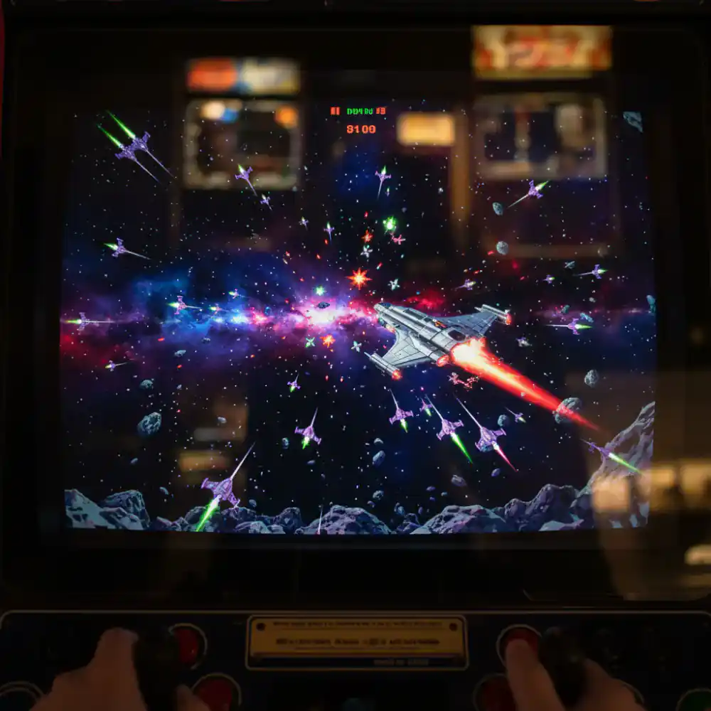 Space Invaders style arcade shooter screen